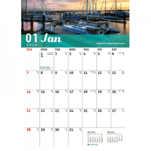 Beautiful Malaysia Wire-O Desk Calendar 2024