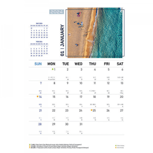 Majestic Beaches ll Wire-O Desk Calendar 2024