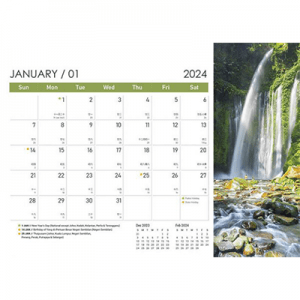 Majestic Waterfall ll Wire-O Desk Calendar 2024