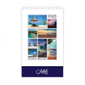 Majestic Beaches lll Wire-O Desk Calendar 2025