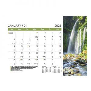 Majestic Waterfall ll Wire-O Desk Calendar 2025