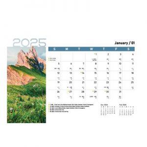 Majestic Scenery lll Wire-O Desk Calendar 2025