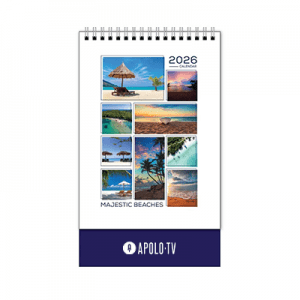 Majestic Beaches lll Wire-O Desk Calendar 2026