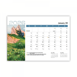 Majestic Scenery lll Wire-O Desk Calendar 2026